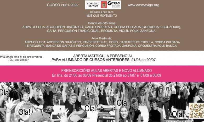 ETRADVIGO CURSO 2021-2022.  ABERTOS PERIODOS DE MATRÍCULA PARA ALUMNADO E PREINSCRICIÓN PARA NOVO ALUMNADO DENDE O LUNS 21 DE XUÑO.