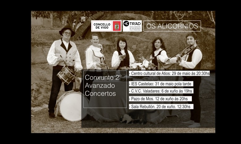 EXTRAESCOLARES ETRADVIGO 2020-21. OS ALICORNIOS. último concerto da xira. Sala Rebullón, 20/06/21, 12:30h.