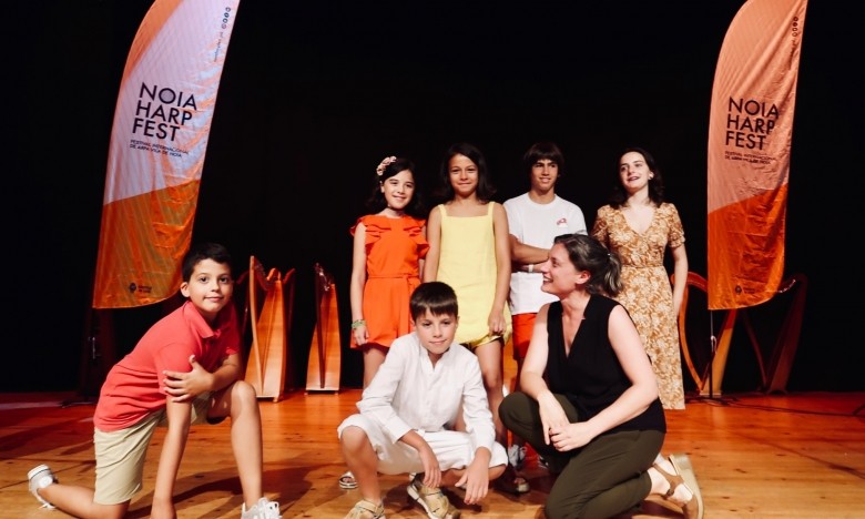 A Aula de Arpa Céltica da ETRAD no 1º Encontro de Escolas de Arpa de Galicia. Noia Harp Fest, 05/AGO
