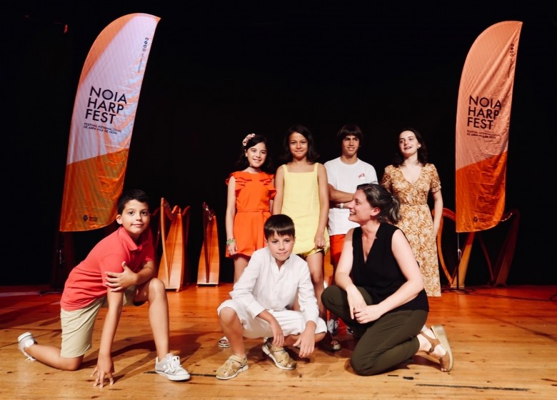 A Aula de Arpa Céltica da ETRAD no 1º Encontro de Escolas de Arpa de Galicia. Noia Harp Fest, 05/AGO