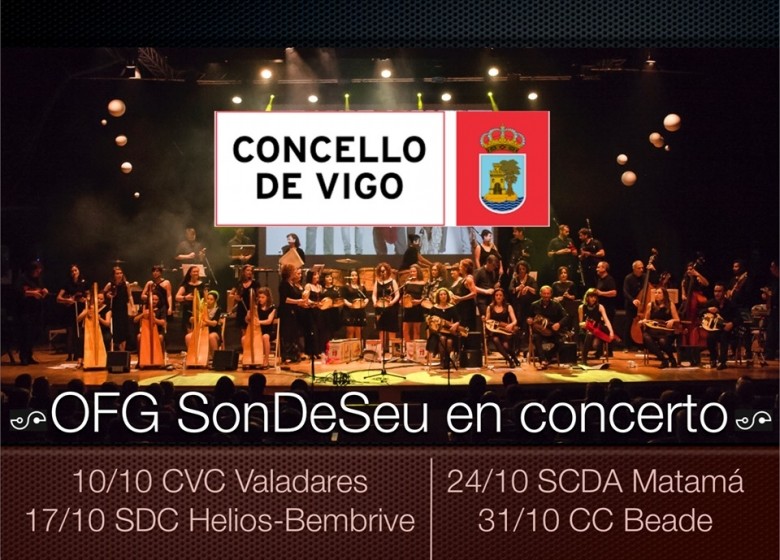 OFG SonDeSeu. Xira de outono. Centros culturais de Vigo. 10/10 no C.C. de Valadares. 17/10 na S.D.R.C. Helios de Bembrive.  24/10 na S.C.D. Atlántida de Matamá. 31/10 na C.C. de Beade.