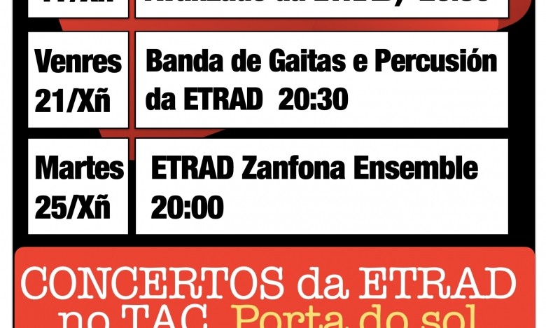 A ETRAD no TAC (Festival de Arquitectura Urbana) Porta do Sol. Concertos de Arrorró, Banda de Gaitas e Percusión, ETRAD Zanfona Ensemble