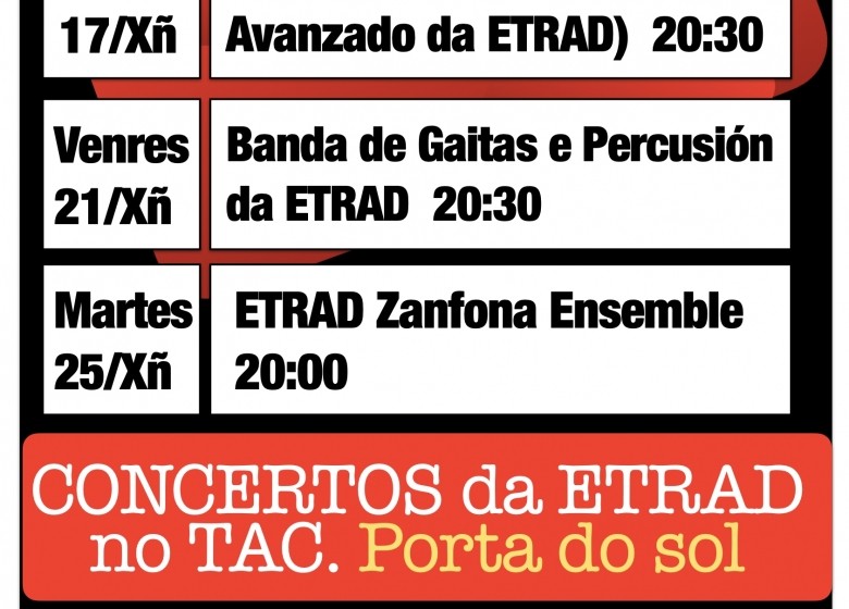 A ETRAD no TAC (Festival de Arquitectura Urbana) Porta do Sol. Concertos de Arrorró, Banda de Gaitas e Percusión, ETRAD Zanfona Ensemble