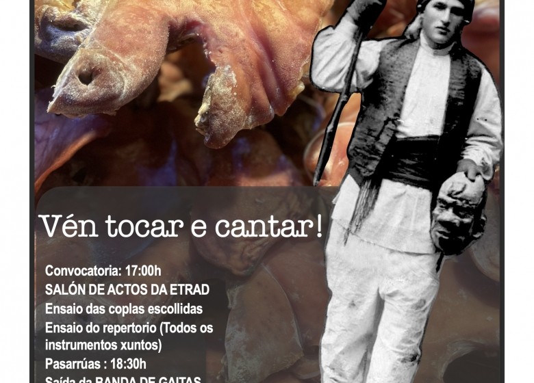 ENTROIDO 2025. VÉN TOCAR E BAILAR!! VENRES 28/FEB. AUDITORIO MILLADOIRO 17:30H. EXTRAESCOLARES ETRADVIGO 2024-25