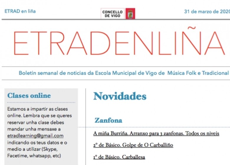 ETRADCOVID19. 3º BOLETIN ETRADENLIÑA. Xa nas vosas caixas de correo con novos contidos didácticos e o xeito de programar as aulas en liña.