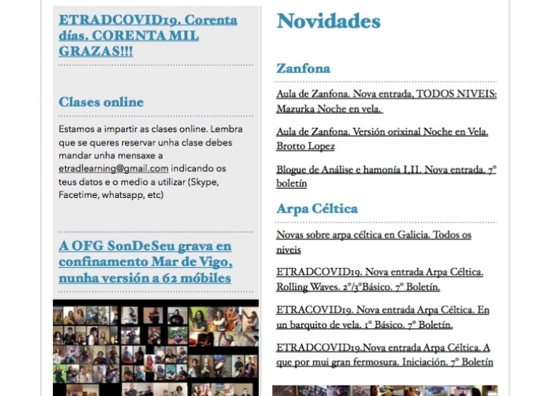 ETRADCOVID19. 7º BOLETIN ETRADENLIÑA. Xa nas vosas caixas de correo cos novos contidos para traballar ao longo da semana.
