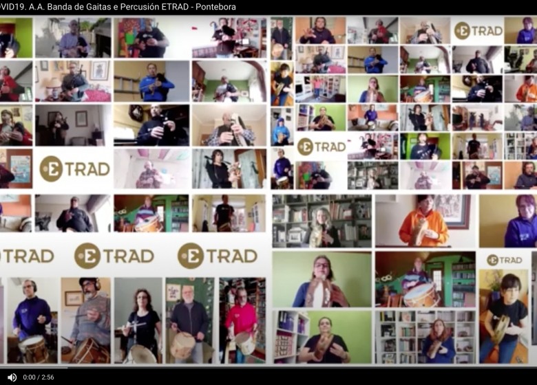 NOVAS ETRAD. A Aula Aberta da Banda de Gaitas e Percusión da ETRAD grava en confinamiento A Pontebora de Moxenas
