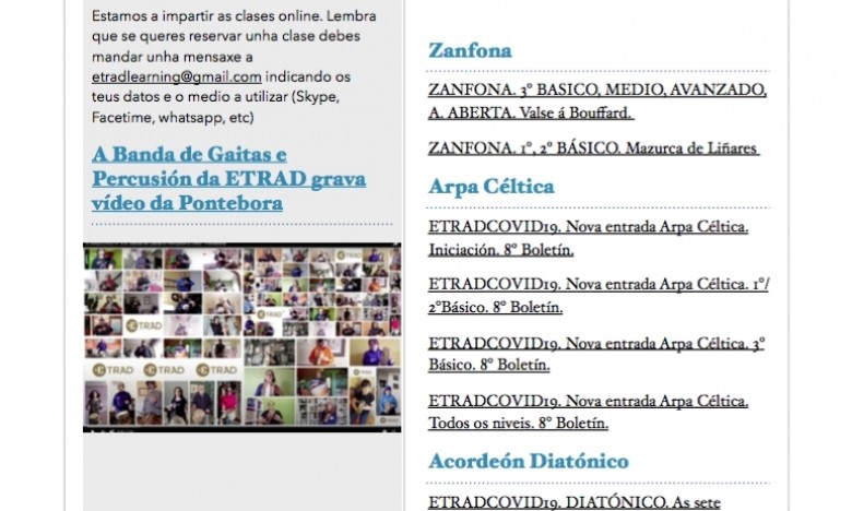 ETRADCOVID19. 8º BOLETIN ETRADENLIÑA. Xa nas vosas caixas de correo cos novos contidos para traballar ao longo da semana.