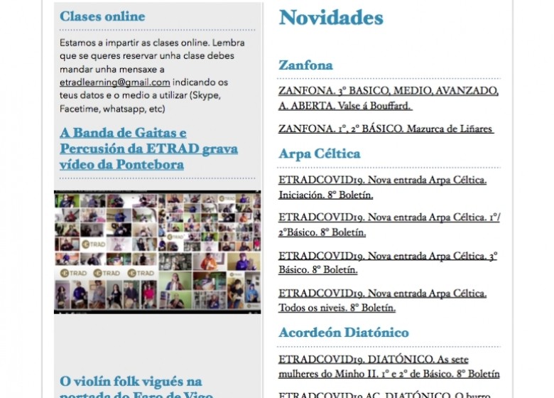 ETRADCOVID19. 8º BOLETIN ETRADENLIÑA. Xa nas vosas caixas de correo cos novos contidos para traballar ao longo da semana.
