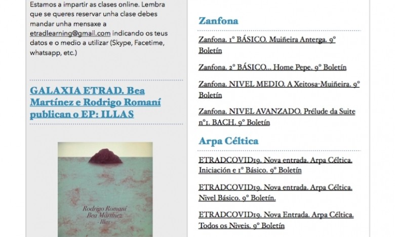 ETRADCOVID19. 9º BOLETIN ETRADENLIÑA. Xa nas vosas caixas de correo cos novos contidos para traballar ao longo da semana.