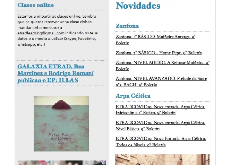 ETRADCOVID19. 9º BOLETIN ETRADENLIÑA. Xa nas vosas caixas de correo cos novos contidos para traballar ao longo da semana.