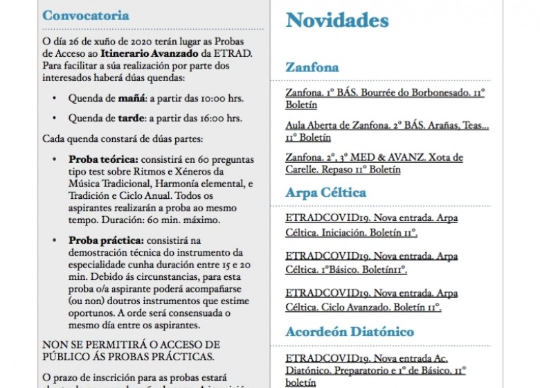 ETRADCOVID19. 11º BOLETIN ETRADENLIÑA. Xa nas vosas caixas de correo cos novos contidos para traballar ao longo da semana.