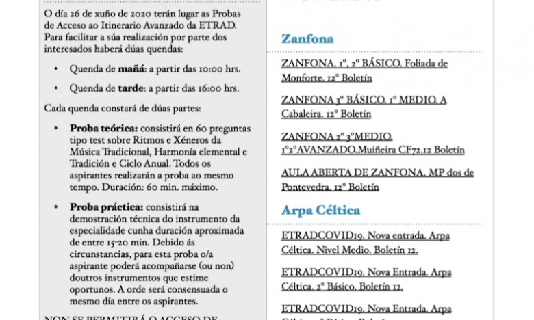 ETRADCOVID19. 12º BOLETIN ETRADENLIÑA. Xa nas vosas caixas de correo cos novos contidos para traballar ao longo da semana.
