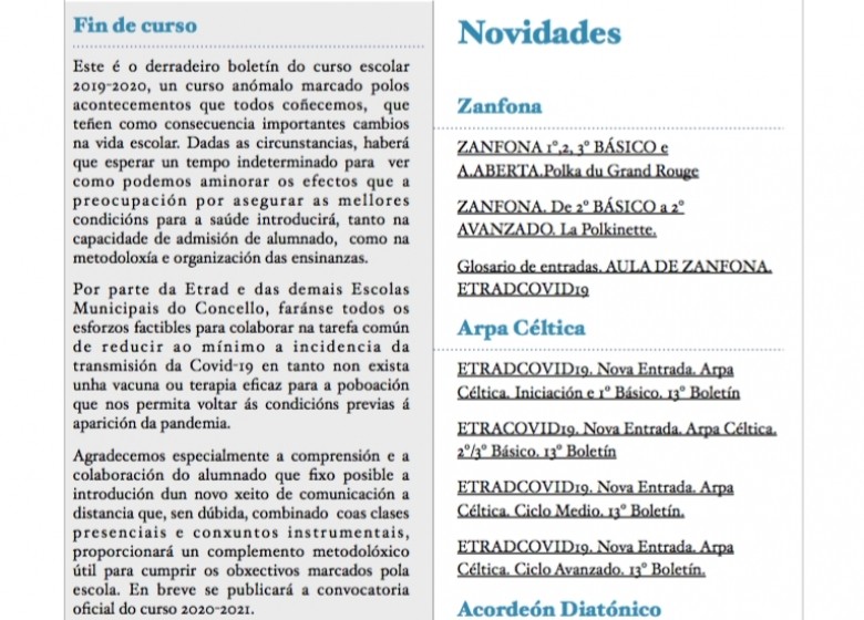 ETRADCOVID19. 13º e último BOLETIN ETRADENLIÑA. Xa nas vosas caixas de correo cos novos contidos para traballar ao longo da semana.