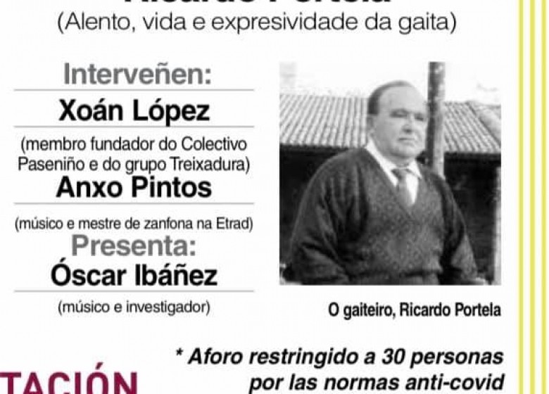 GALAXIA ETRAD. O mestre de zanfona participa no encontro do Club Faro de Vigo sobre Ricardo Portela. Alento, vida e expresividade da gaita. Venres 13 de novembro ás 20 h. Salón de actos do MARCO